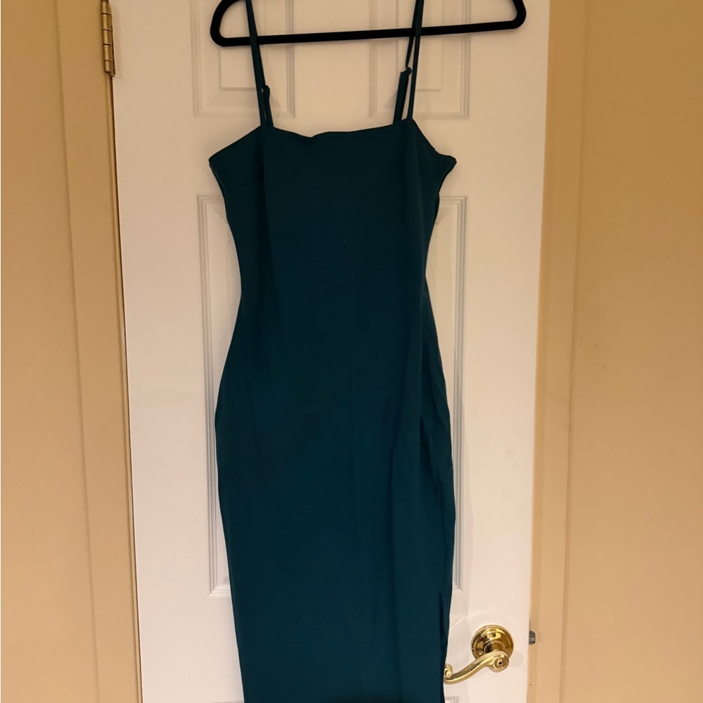 Lulu's Green Midi Dress with Spaghetti Straps